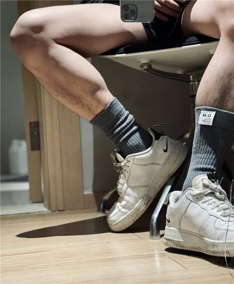 Socks For Men Calcetines Business Socks Crew Meias Basketball Solid Man Socks Cotton Sweat Absorption Sport Men Sock Football