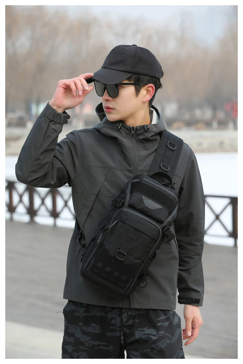 Men Chest Bag Molle Fanny Pack Outdoor Sport Fishing Hunting Camping Hiking Tactical Hook and Loop Fastener Sling Shoulder Bag