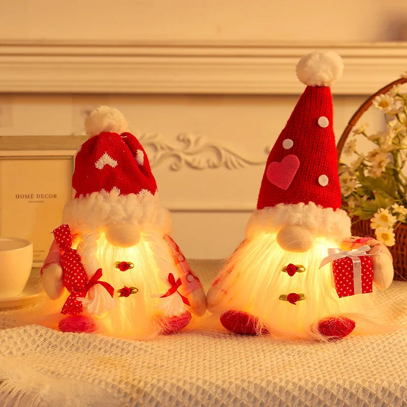 Valentine's Day Decorations Glowing Gnome Faceless Doll Ornaments Plush Knitted Love Faceless Dolls Holiday Party Surprise Gift