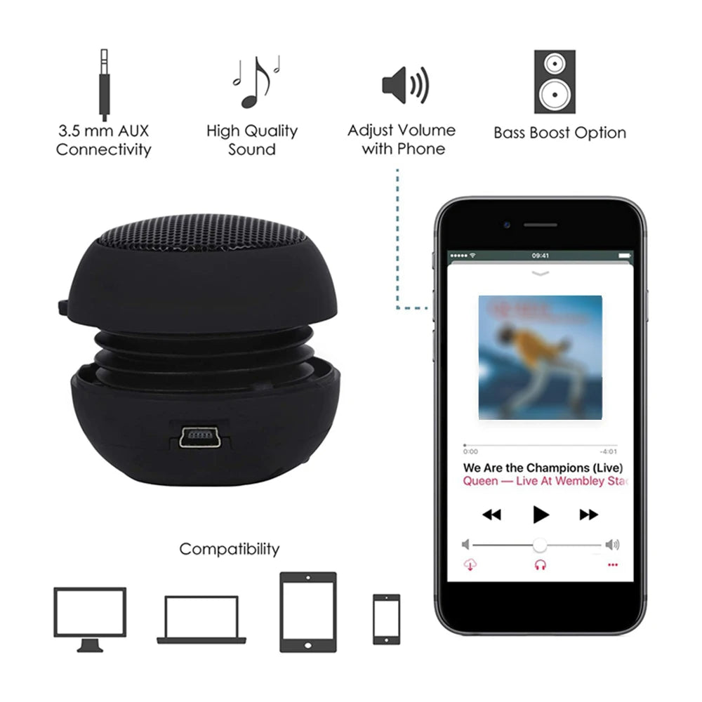 3.5mm Aux Mini Portable Speaker Travel Wired Loudspeaker Mini Sound Box Outdoor Sports HiFi 3D Surround Stereo Phone Speakers