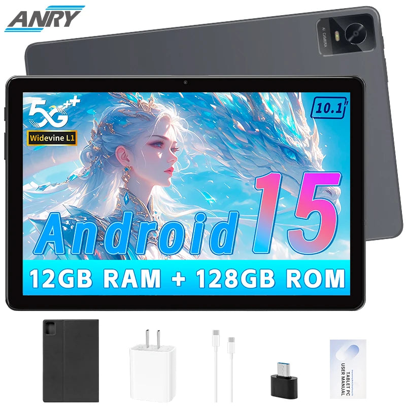 Tablets 10.1Inch Android 15 Tablets 2025 Android Tablets 12GB+128GB, 2 in 1 Tablet with Keyboard, Powerful Octa-Core+13MP Camera