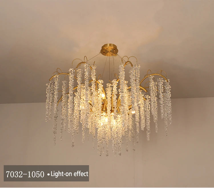 Morden LED Art Strip Crystal Ceiling Chandeliers Branch Pendant Lamp Villa Hall Hanging Light Home Decor Lustre Lighting Fixture