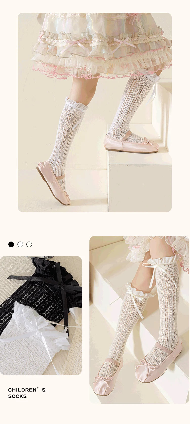 Girls Kids Geometric Retro Twists bowknot Long Kawaii Socks Princess Sweet Baby Over Knee High Sock Hollow mesh Lolita Stockings