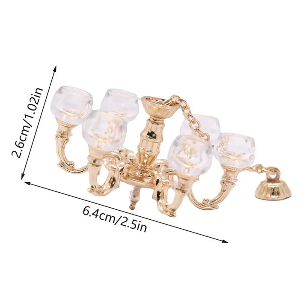 Dollhouse Light 1:12 Scale Floor/Ceiling/Wall Lamp Miniature Retro Chandelier Doll Accessories Scene Model Mini Furniture Gift