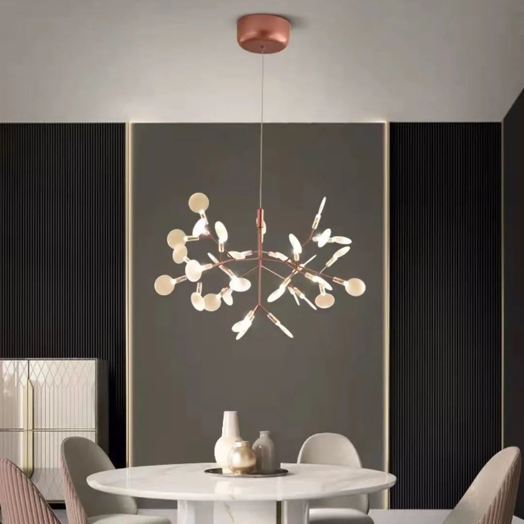Nordic LED Firefly Ceiling Chandelier Modern Living Dining Room Pendant Lamp Bedroom Hanging Light Lustre Home Decor Fixture2023