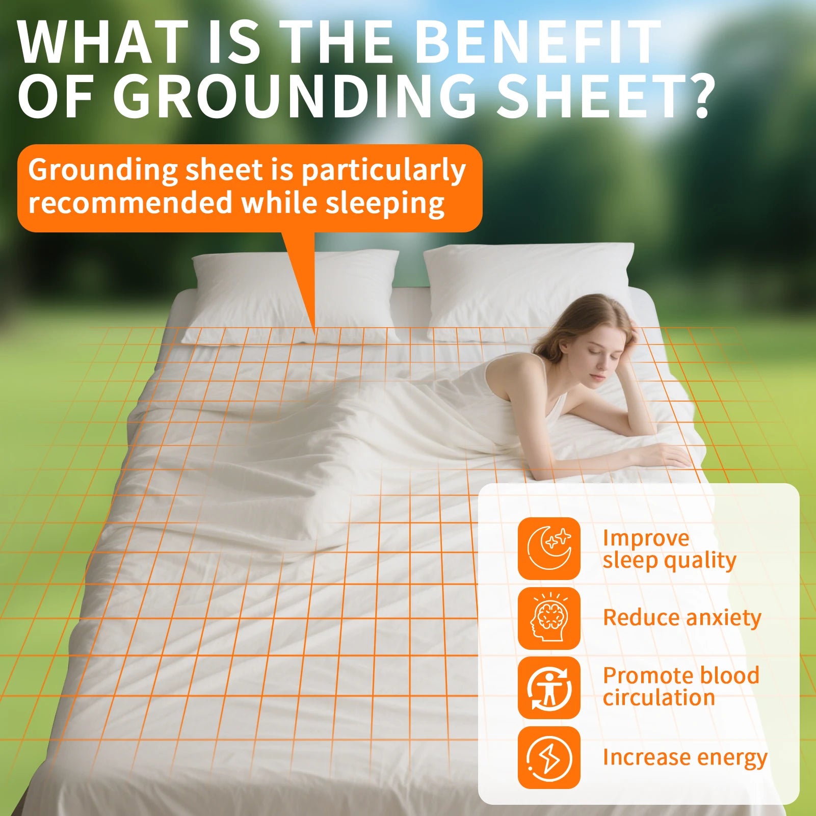 Grounding Bed Sheet Grounding Mat Earthing UK/USA/EU Plug with 10%Silver Fiber & 90%Organic Cotton Earth Energy Mat for Healthy