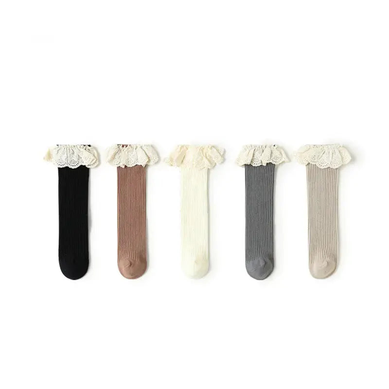 Baby Girls Socks Long Socks Children Kids Princess Lace Ruffle Knee Length Soft Cotton Baby Socks Fashion Kids 0-8 Years Socks
