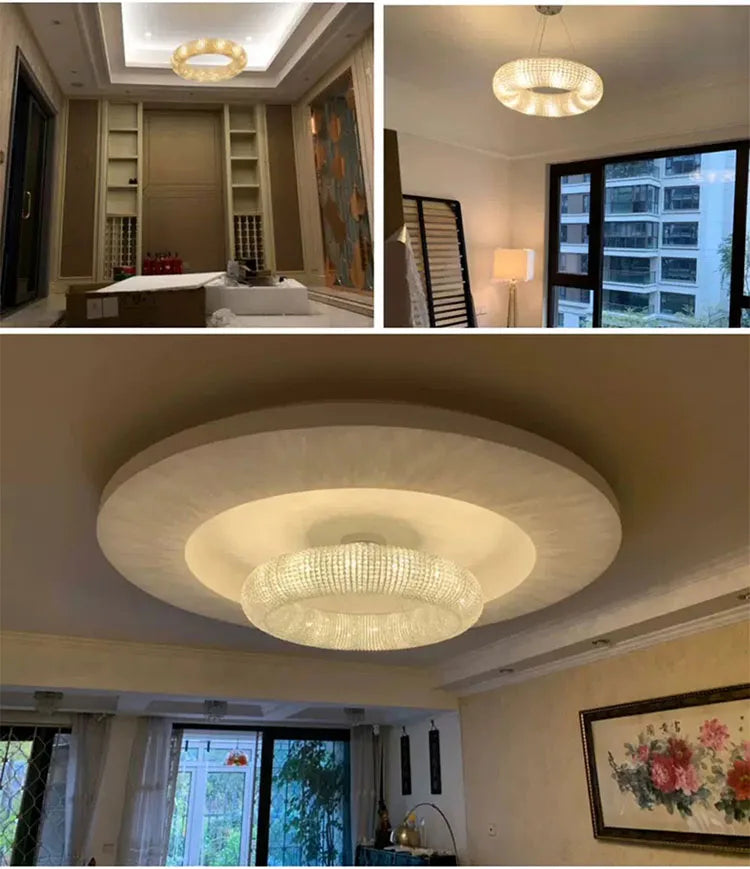 American Luxury Loft Led Chandelier Modern Living Room Pendant Lights K9 Crystal Suspend Lamp Home Decor Indoor  Lustre Fixtures