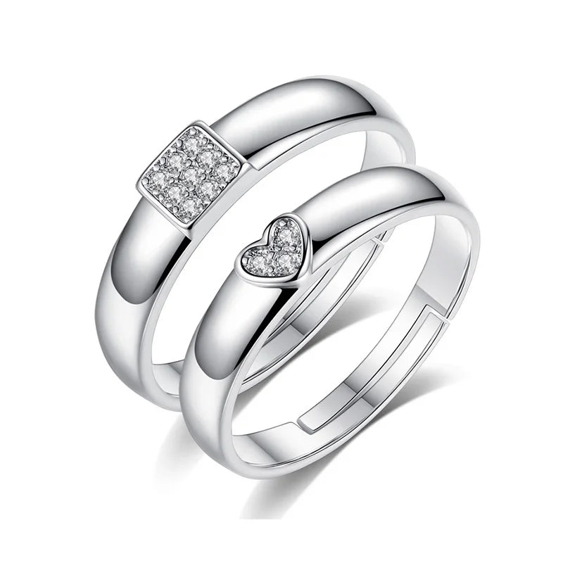 Classic Couple Rings For Men Women CZ Stone Trendy Wedding Lovers' Ring Jewelry Romantic Valentine's Day Present Ring Accessory