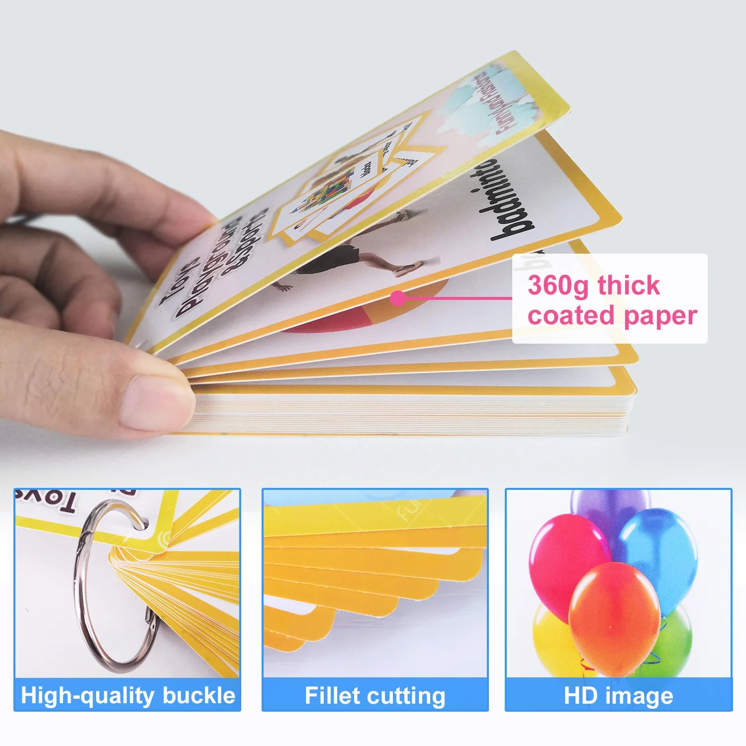 26Pcs Toy Playground & Sports Theme English Flashcards for Kids Children Homeschool Vocabulary Early Educational Cognitive Cards