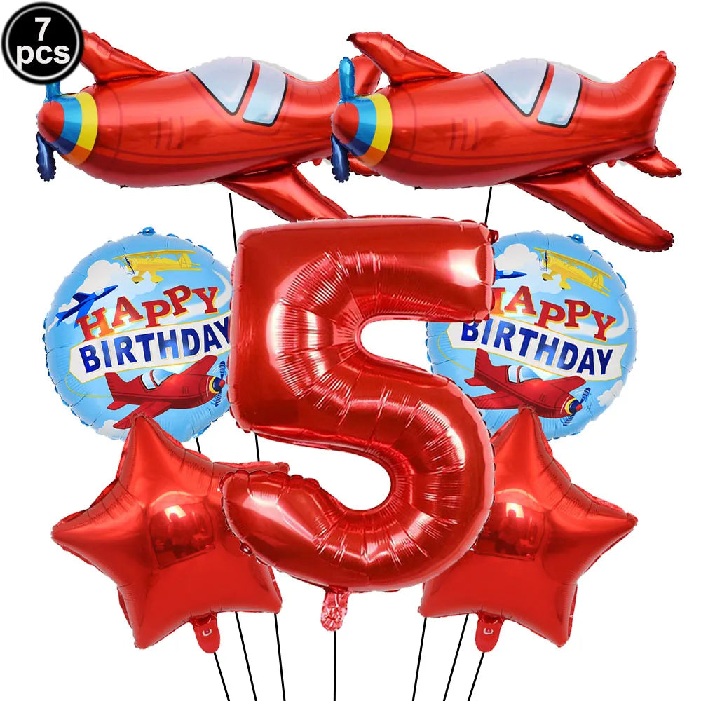 Airplane Birthday Party Supplies Plane Party Paper Plates Napkins Balloon Airplane Tablecloth Tableware for Baby Shower Decors