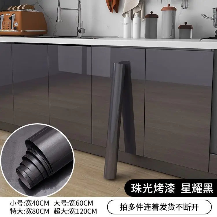 DIY Contact Paper Kitchen Stickers Solid Color PVC Self-adhesive  Home Decorative Marble Wallpaper Living room Study Furnitures