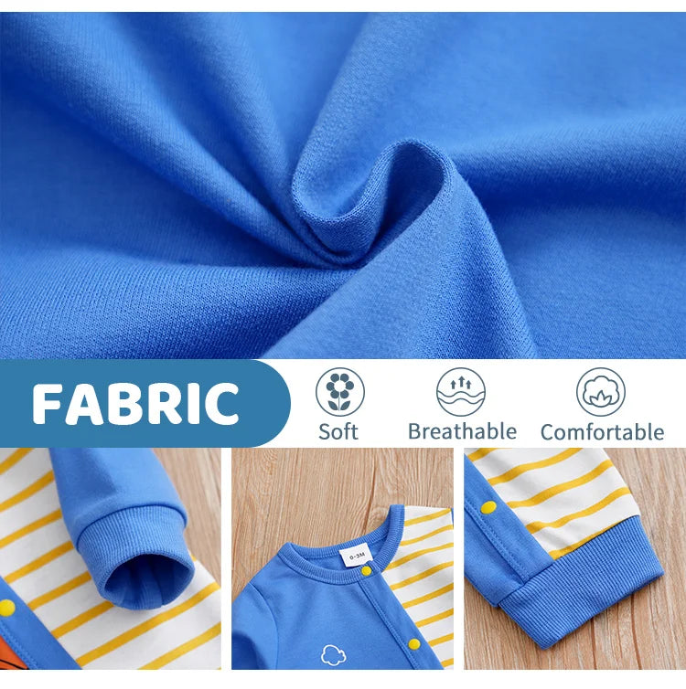 Newborn Baby Clothes 0-12 Months blue car stripe print Long Sleeve Footies Toddler Boy Clothes Kids Jumpsuit Pyjama Bebe