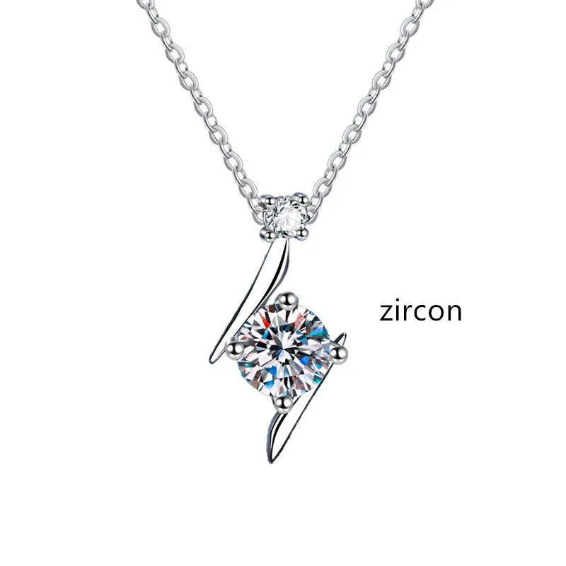 1.0 carat women moissantie pendant necklace for charm lady  Solid 925 Sterling Silver Wedding Women Promise fine Jewelry gift