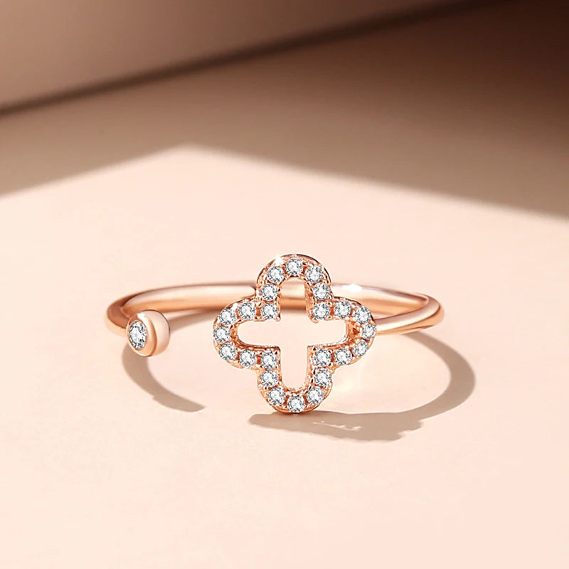 European Shine S925 Sterling Silver Couple Ring AAA CZ Lucky For Women Birthday Party Gift Jewelry