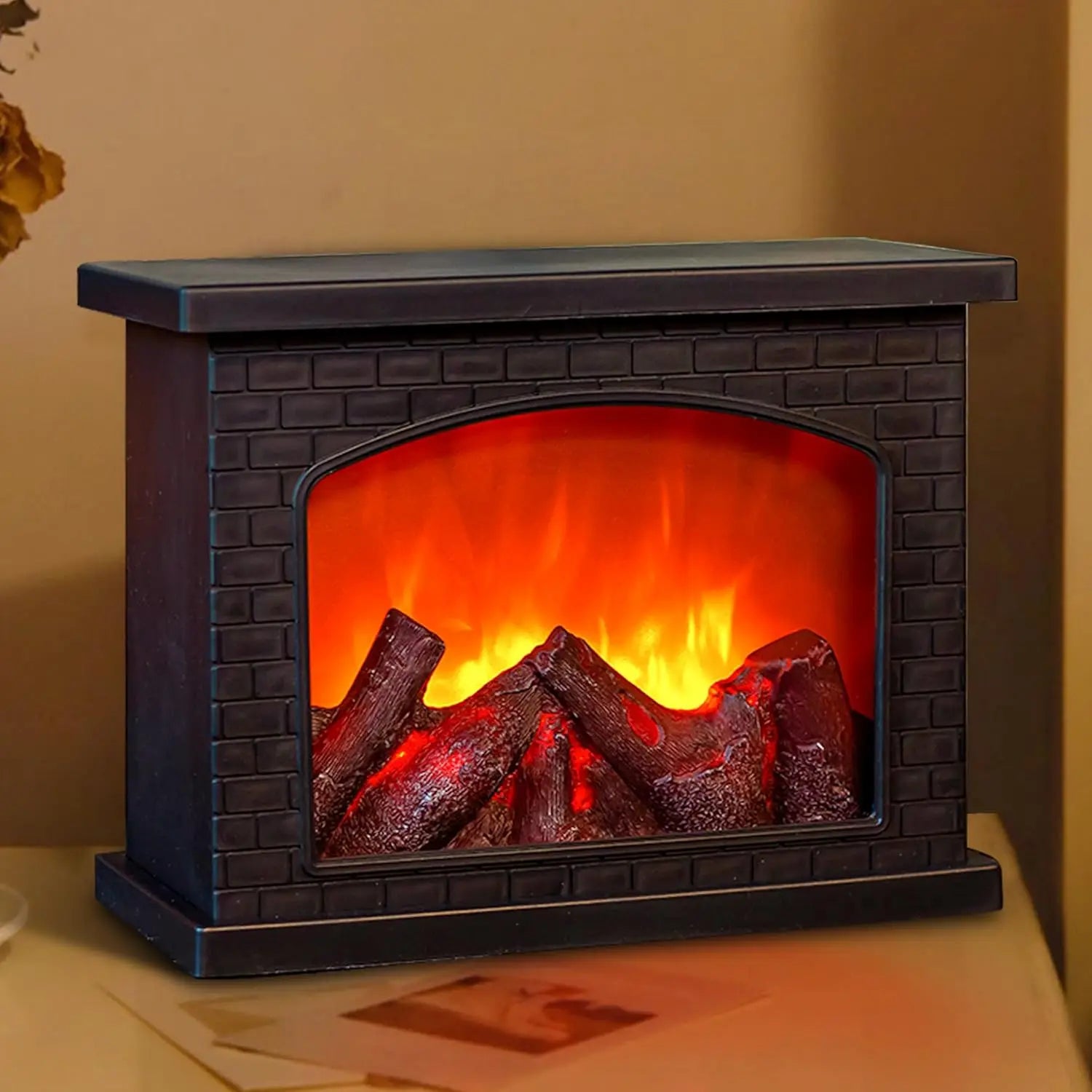 Fireplace Flame Light, Fake Fireplace LED Table Lights USB or Battery Power Lamp for Holiday Winter Gift Party Warm Home Decor