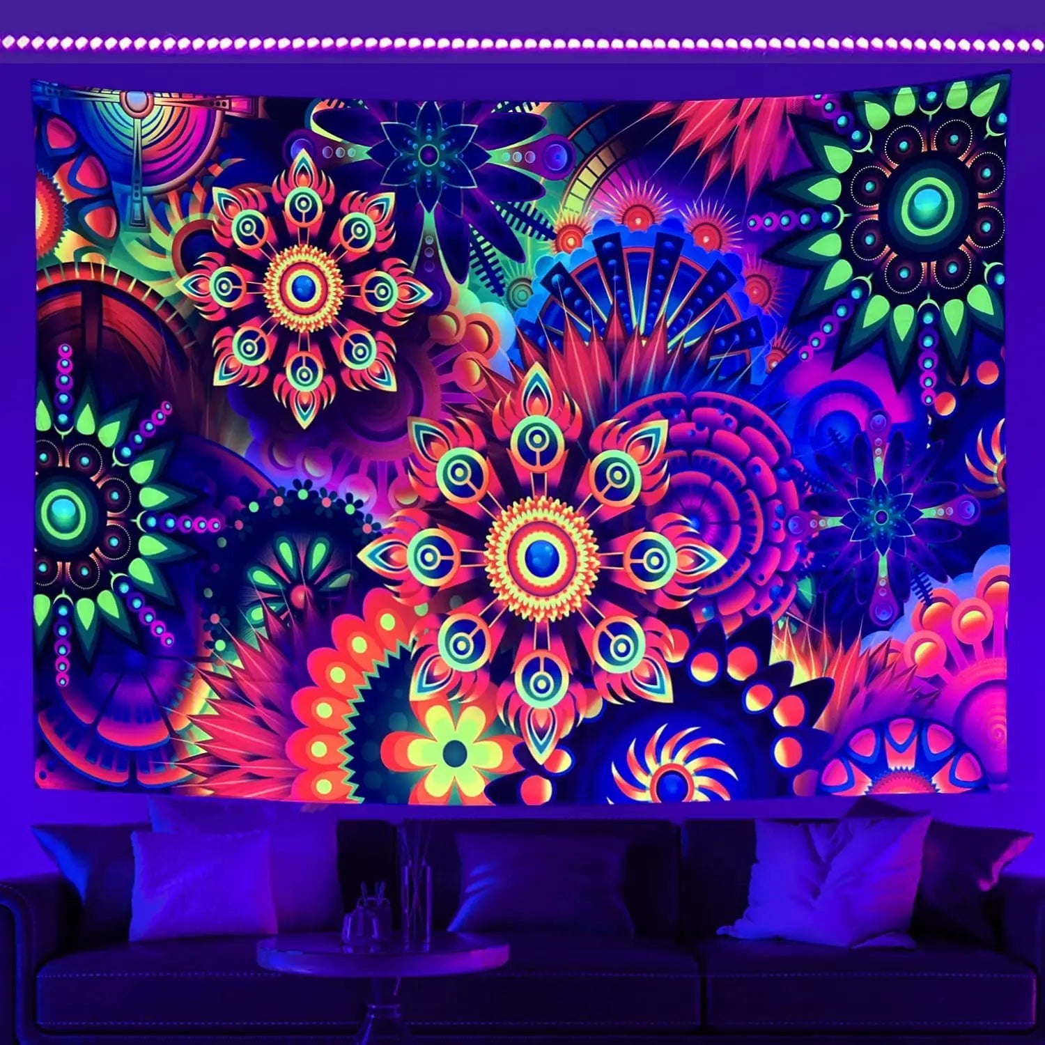 Fluorescent tapestry Wall hanging cloth Bedroom decoration psychedelic art poster