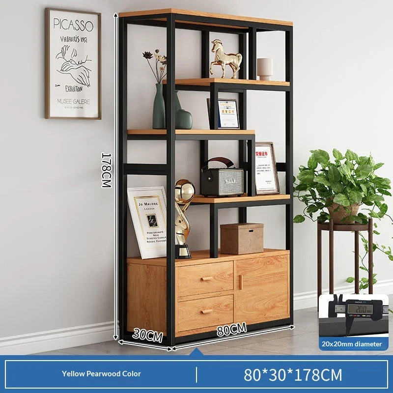 Industrial Iron Bookcase Bookshelf Wall Shelf Storage Cabinet Display Rack Living Room Office Divider Armoires Librero Furniture