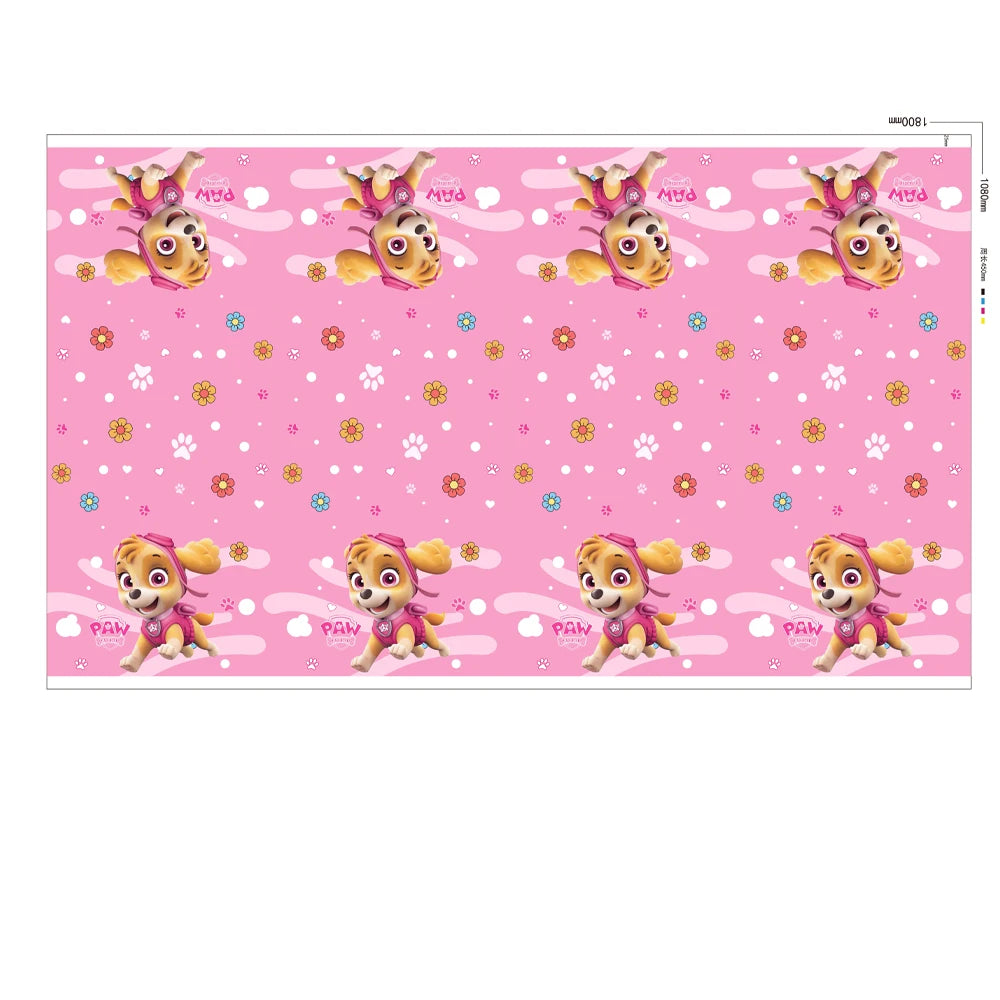New Pink Skye Paw Patrol Theme Birthday Party Decoration Kids Tableware Supplies Tablecloth Balloon Cake Topper Straw