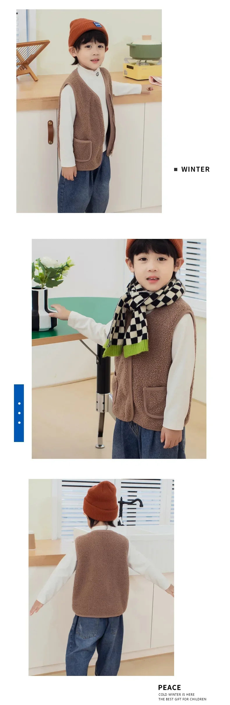 toddler girl winter clothes Autumn and Winter Children's New Lamb Velvet Vest Warm Vest for Infants and Girls toddler