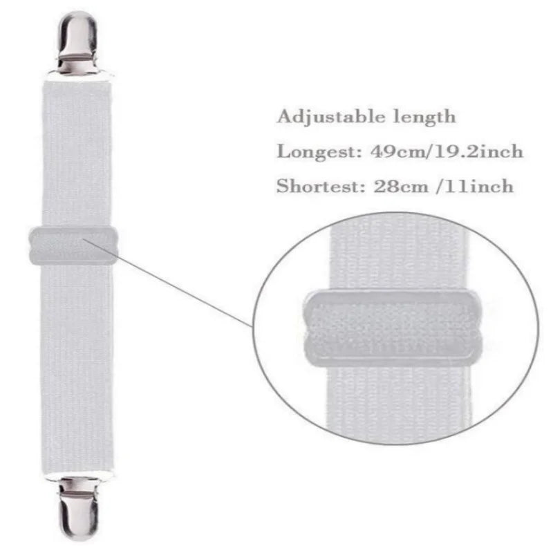 Bed Sheet Holder Straps Adjustable Bed Sheet Fasteners Elastic Bands for For Full Queen King Twin Bed(white,black)