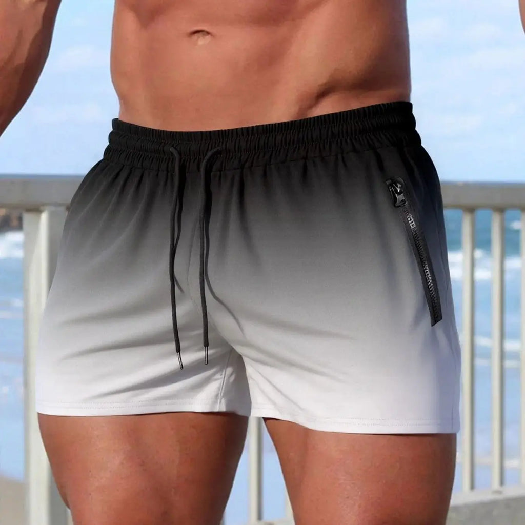 Summer Men's Swimming Trunks With Zipper Pockets Shorts Running Sport Swimming Shorts Mesh Liner Breathable Sports Shorts