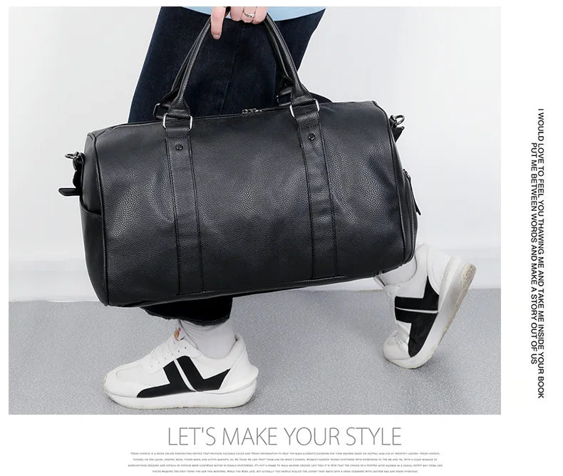 Men's Travel Bag Luxury Large Capacity  Luggage Duffle Bag Leather Portable Durable Crossbody Gym Purse Handbag Luggage Outdoor