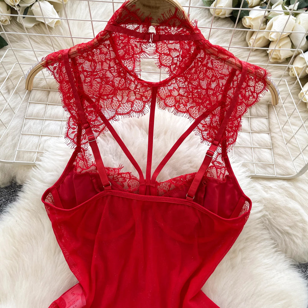 Summer Women Hot Girl Camis Jumpsuit Tank Top Mesh Lace Hollow Out Slim Fit Crop Top for Stylish and Sexy Look