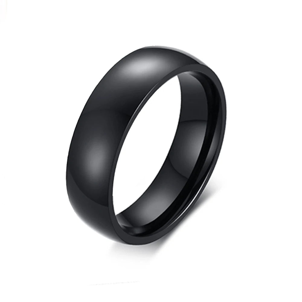 Unisex 6mm Classic Black Blue Rose Gold Color Men Rings Fashion Jewelry Stainless Steel Big Size 4 5 6 7 8 9 10 11 12 13 14 15
