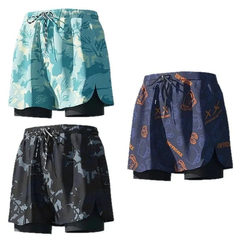 Adult Swimming Trunks for Men 2025 New Style Quick-drying Double-layer Anti-embarrassment Large Size Casual Swimming Shorts
