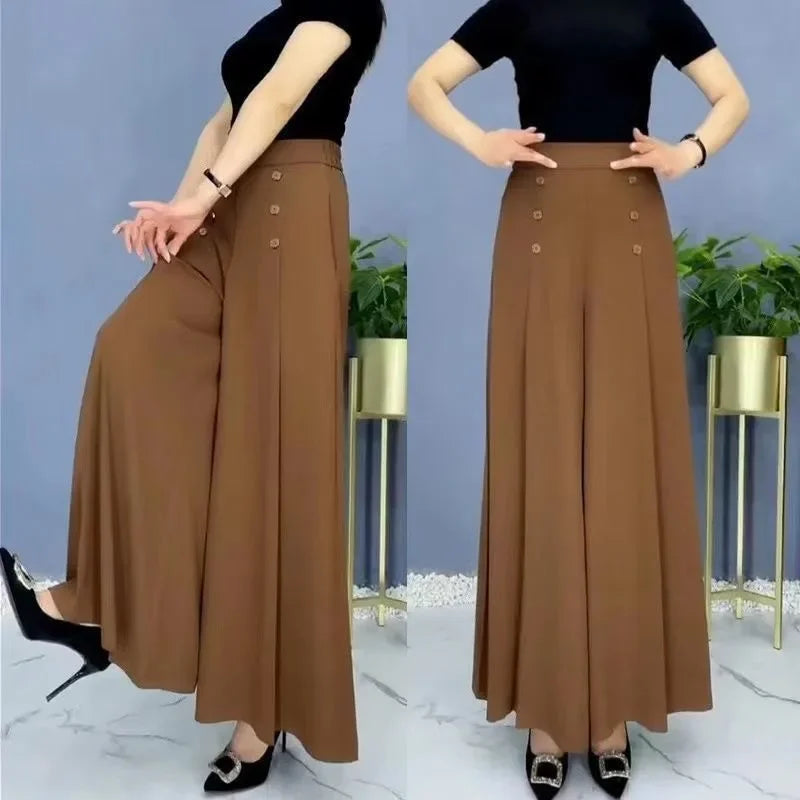 Summer Thin Wide Leg Pants Women Loose Mom Pants Drapey High End Anti-Wrinkle Premium Quality Long Trousers Female Garment