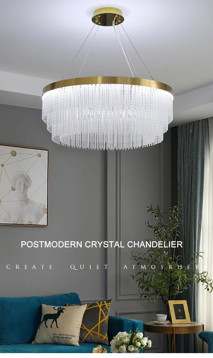 Post Modern Led Chandelier 2026 New Tassel Crystal Pendant Lamp American Luxurious Chandelier Home Decor Luster Lighting Fixture