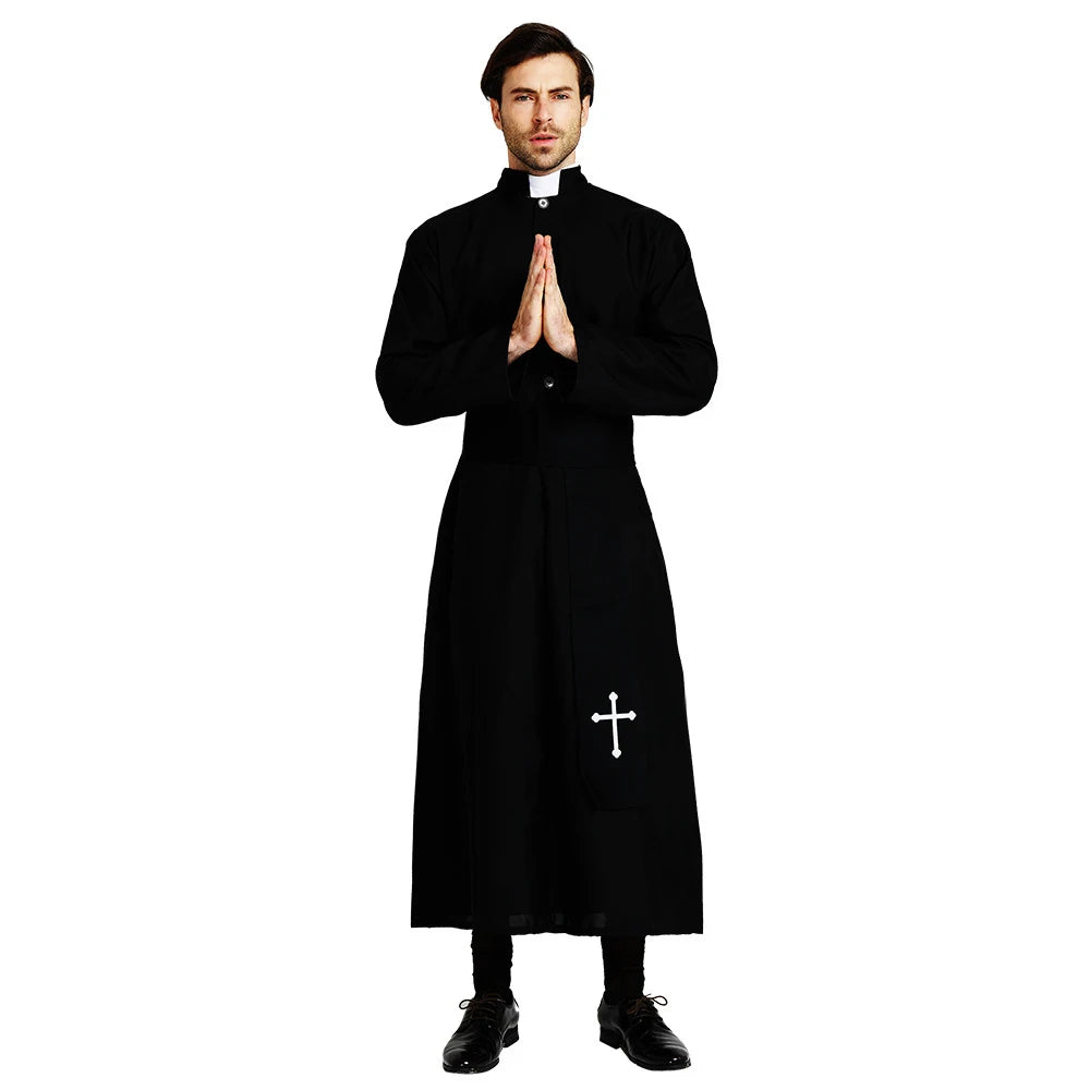 Adult Priest Pastor Minister Costume Men Religious Missionaries Clergyman Costumes Carnival Purim Mardi Gras Vocaloid Cosplay