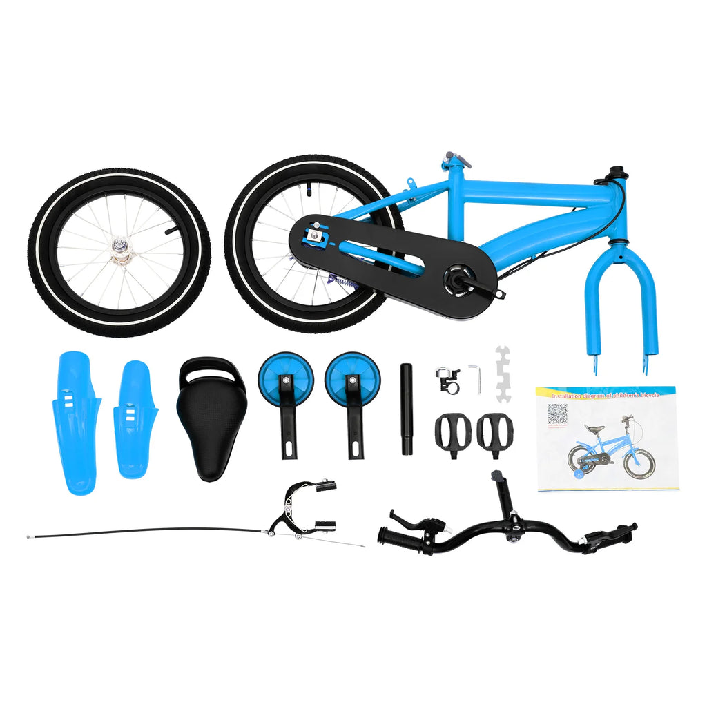 14inch Children's Bicycle with Training Wheel for 2-5 Year-Old Boys and Girls, Height Adjustable Kids Bike White/Yellow/Red/Blue