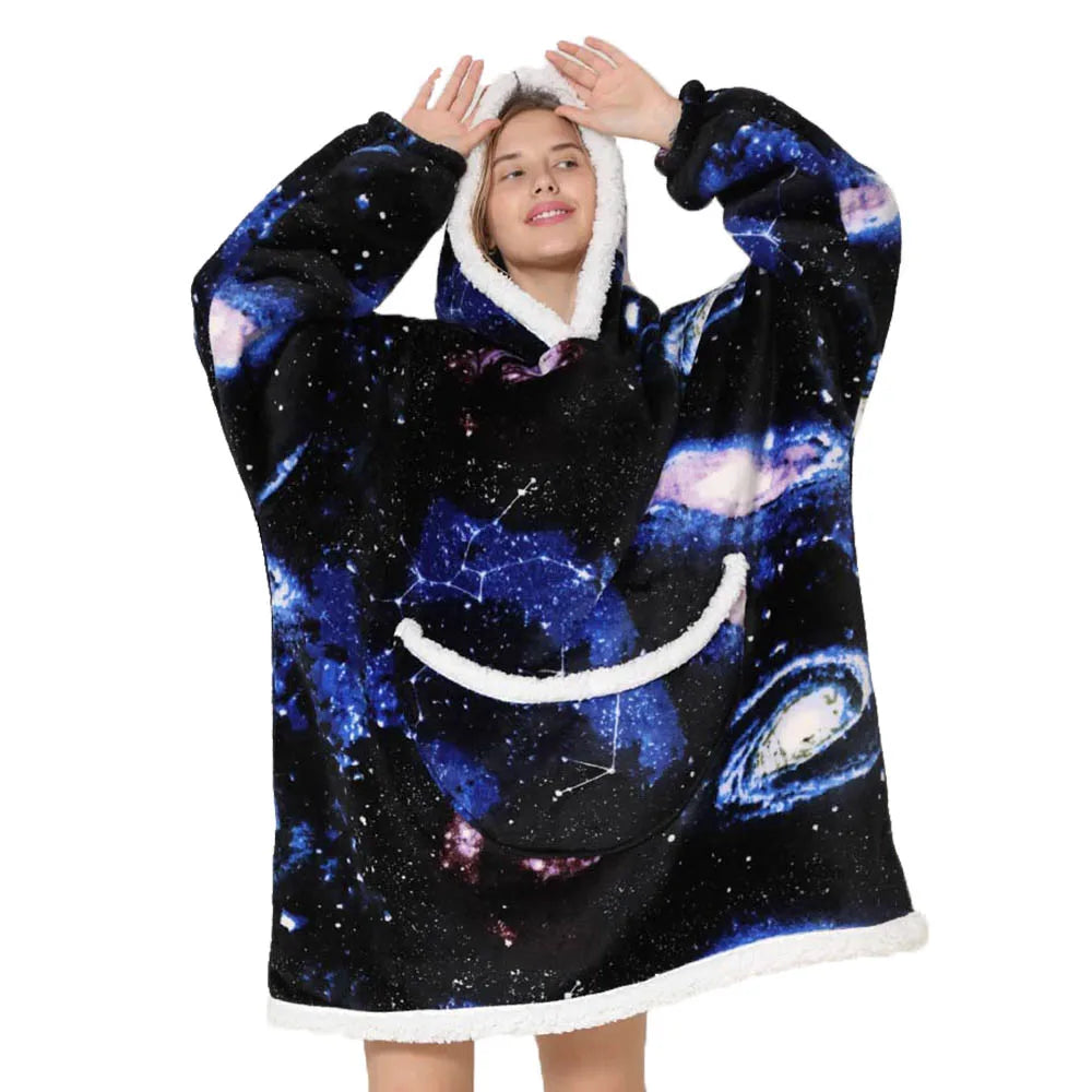 Lazy Hoodie Blanket Oversized for Women Winter Fleece Sherpa Leopard Print Sleeping Blanket Hoodies Thicken Fleece Sweatshirt