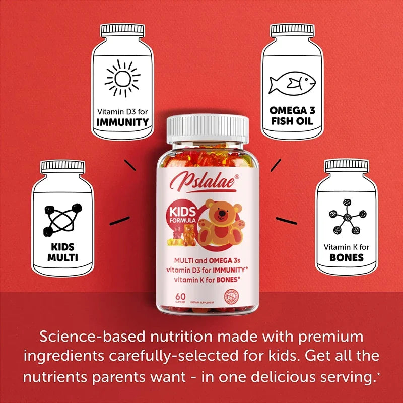 Children's Multivitamin Gummies - Boosts Immunity and Supports Brain Health - with Vitamin C, Omega-3 Fish Oil