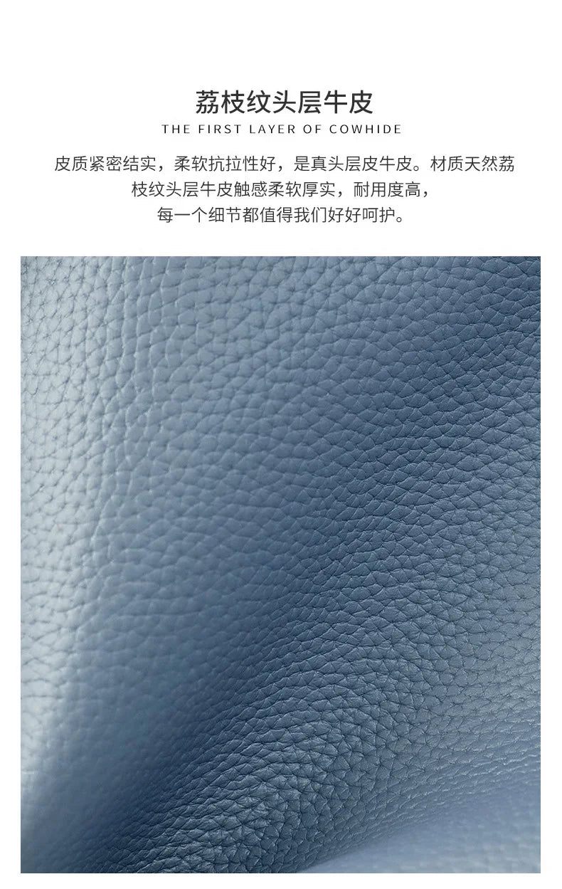 Genuine Grade Leather Women Commuter Tote Bag Ladies Soft Cowhide Tote Shoulder Handbag Large Female Bucket Bag Luxury Designer