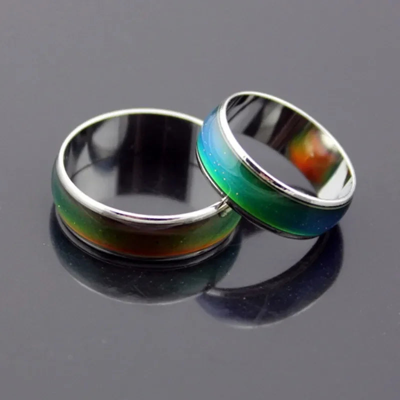 Unisex 6mm Wide Simple Fashion Mood Sense Warm Color Changing Ring