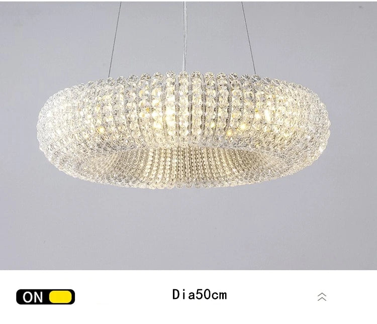 American Luxury Loft Led Chandelier Modern Living Room Pendant Lights K9 Crystal Suspend Lamp Home Decor Indoor  Lustre Fixtures