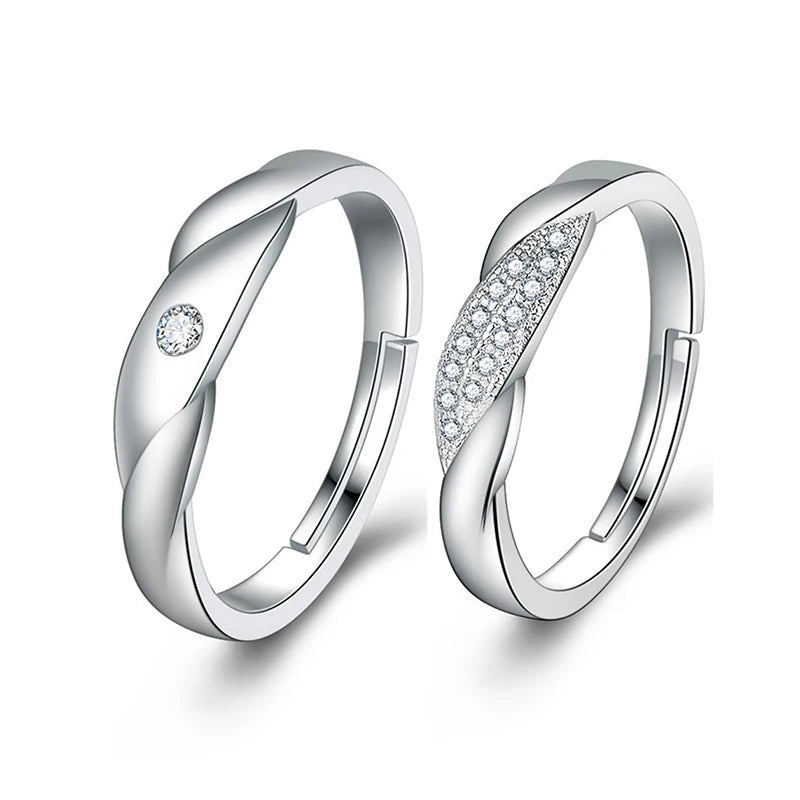 Classic Couple Rings For Men Women CZ Stone Trendy Wedding Lovers' Ring Jewelry Romantic Valentine's Day Present Ring Accessory