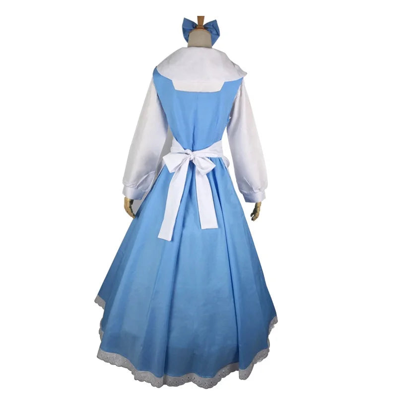 Halloween Masquerade Carnival Dress Up Party Outfits for Women Beauty and The Beast Belle Maid Uniform Dress Cosplay Costume