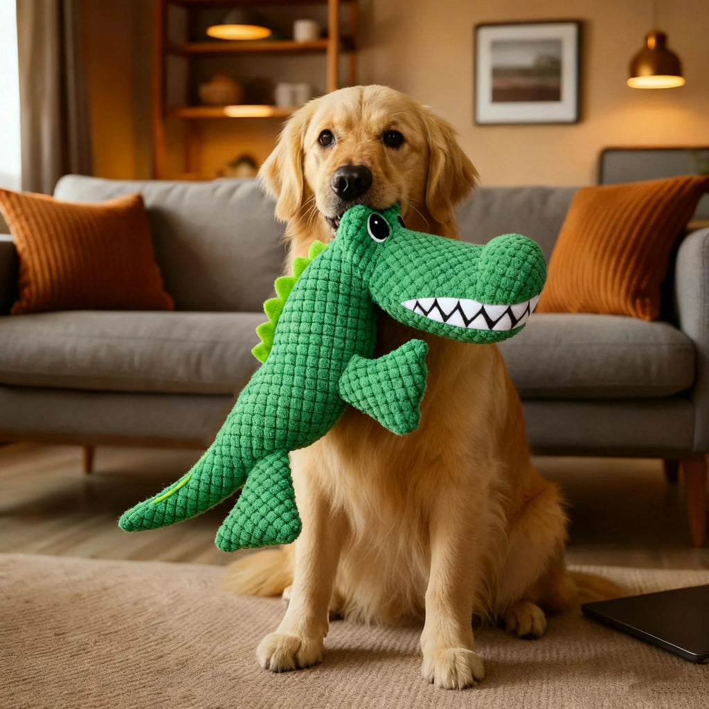 Tough Chew Dog Companion Toy, Pet Squeaky Toy, Large Dinosaur Toy, For All Breeds, Suitable for Heavy Chewers, Pet Companion Toy