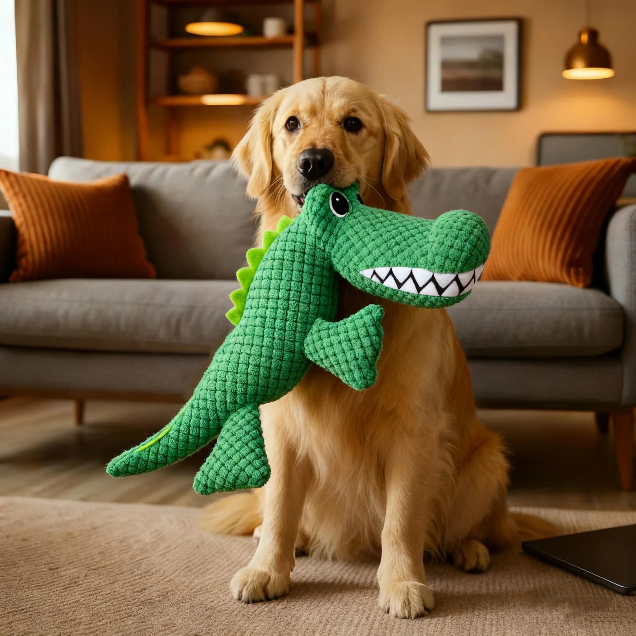 Tough Chew Dog Companion Toy, Pet Squeaky Toy, Large Dinosaur Toy, For All Breeds, Suitable for Heavy Chewers, Pet Companion Toy