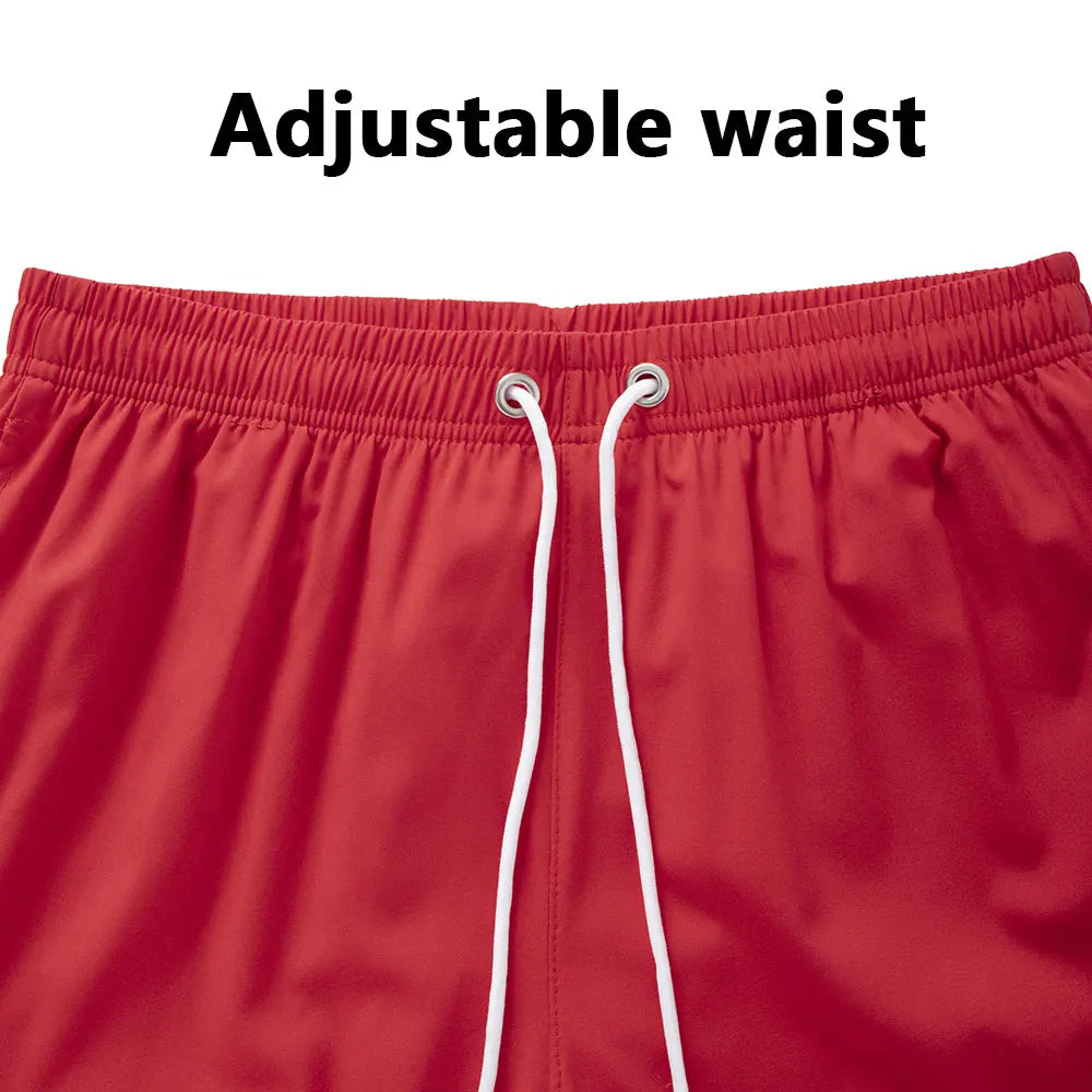 Men's Solid Color Swimming Trunks Comfortable And Breathable Swim Trunks Bathing Suit Drawstring With Pockets For Diving Surfing