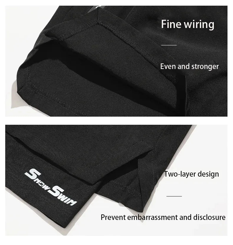 Men's Swim Trunks Double-layer Flat Angle Adult Quick-drying Anti-embarrassment Swim Trunks Beach Pants Spa Swimming Kit