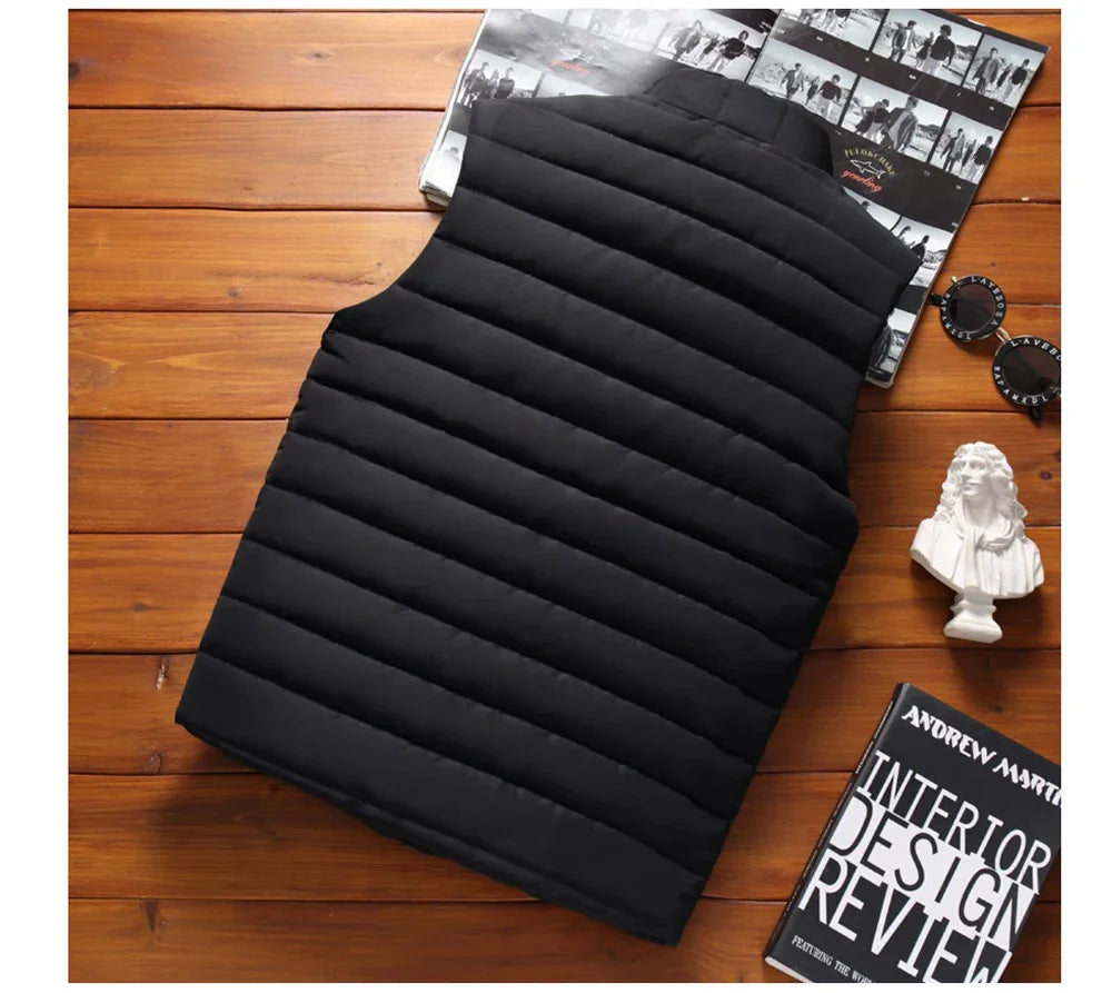 Men' Sleeveless Vest Jackets Winter Fashion Male Cotton-Padded Vest Coats Men Stand Collar Warm Waistcoats Clothing 5XL