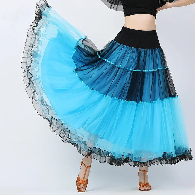 Modern Dance Costumes Fashionable Versatile Mesh Large Skirt Social Performances Dance Dresses Performance Costumes Daily Outfit