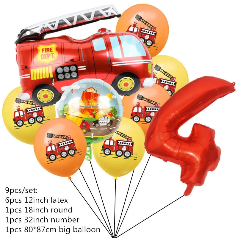 Fireman Sam Party Supplies Disposable Tableware Set Paper Plates Cups Tablecloth Fire Truck Birthday Party Decor Boys Baby Showe