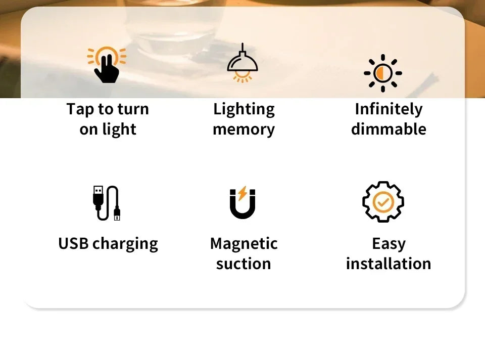 Led Wall Light Portable USB Rechargeable Night Light for Living Room Bedroom Lighting Lamps Bedside Lamp Touch Light Home Decor