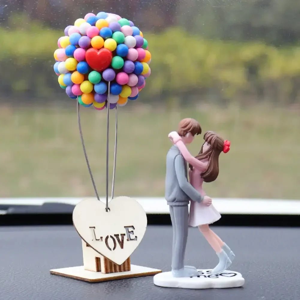 Cartoon Couples Car Decoration Accessories Romantic Lovers Figurines Balloon Ornament Auto Interior Dashboard Accessories Gifts